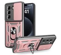 SHYXGLON Case for Infinix Hot 50 Pro 4G with Slide Camera Cover, Camera Protector Magnetic Hybrid Rugged Ring Kickstand Cover Military Armor Shockproof Case for Infinix Hot 50 Pro (Rose)