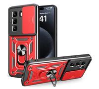 SHYXGLON Case for Infinix Hot 50 Pro Plus with Slide Camera Cover, Camera Protector Magnetic Hybrid Rugged Ring Kickstand Cover Military Armor Case for Infinix Hot 50 Pro Plus (Red)