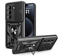 SHYXGLON Case for Infinix Hot 50 Pro Plus with Slide Camera Cover, Camera Protector Magnetic Hybrid Rugged Ring Kickstand Cover Military Armor Case for Infinix Hot 50 Pro Plus (Black)