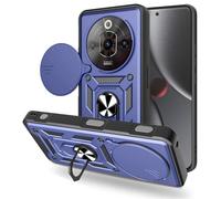 SHYXGLON Case for ZTE Nubia Focus 5G with Slide Camera Cover, Camera Protector Magnetic Hybrid Rugged Ring Kickstand Cover Military Armor Shockproof Case for ZTE Blade A75 5G (Blue)