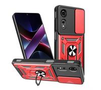 SHYXGLON Case for ZTE Nubia Neo 2 5G with Slide Camera Cover, Camera Protector Magnetic Hybrid Rugged Ring Kickstand Cover Military Armor Shockproof Case for ZTE Nubia Neo 2 5G (Red)