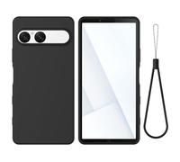 SHYXGLON Compatible with Sony Xperia 10 VII Case Silicone Rubber Ultra Thin, Soft Flexible Bumper Hybrid Armor Rugged Cover Shockproof Case for Sony Xperia 10 VII，Black