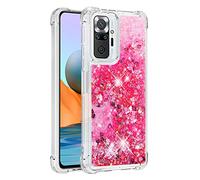 SHYXGLON for Redmi Note 10 Pro Case Glitter Liquid Transparent Sparkly Shiny Bling Crystal Clear Flowing Quicksand Cover TPU Silicone Bumper Shockproof Case for Xiaomi Redmi Note 10 Pro (Pink)
