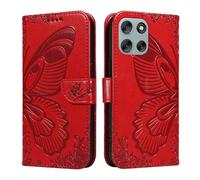 SHYXGLON Wallet Case Compatible with Honor X6C 4G / Honor X5B 4G / X5B Plus 4G, Premium Leather Wallet Cover [Anti-Fraud] [Card Slots] [Wrist Strap] Kickstand Flip Case (Red#)