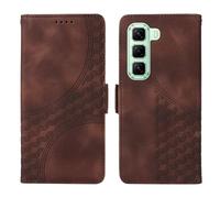 SHYXGLON Wallet Case Compatible with Infinix Hot 50 5G(Not for 4G), Premium Leather Wallet [Wrist Strap] [Card Slots] [Magnetic Closure] Kickstand Flip Case for Infinix Hot 50 5G (Brown)