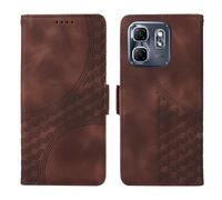 SHYXGLON Wallet Case Compatible with Infinix Hot 50i 4G, Premium Leather Wallet Cover [Wrist Strap] [Card Slots] [Magnetic Closure] Kickstand Flip Case for Infinix Smart 9 4G (Brown)
