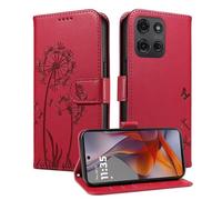 SHYXGLON Wallet Case Compatible with Motorola Moto G56 5G / Moto G86 5G, Premium Leather Wallet Cover [Anti-Fraud] [Card Slots] [Wrist Strap] Kickstand Flip Case (Red#, Moto G56)