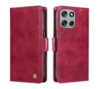 SHYXGLON Wallet Case Compatible with Motorola Moto G56 5G / Moto G86 5G, Premium Leather Wallet Cover [Anti-Fraud] [Card Slots] [Wrist Strap] Kickstand Flip Case (Red, Moto G56)