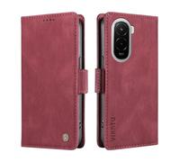 SHYXGLON Wallet Case Compatible with Xiaomi Poco M7 4G, Premium Leather Wallet Cover [Anti-Fraud] [Card Slots] [Wrist Strap] Kickstand Flip Case for Xiaomi Poco M7 4G (Red)