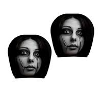 SHYYOULQE 2 Piece Funny Scary Face Car Headrest Covers Strong Polyester Terror Themed Automotive Protect for Long Drives Polyester Covers
