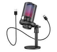 SHYYOULQE Advanced USB Microphone with Colorful Lighting Effects for Laptop Gaming Live Shows Background Noise Reduction Player Gift Microphone