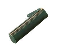 SHYYOULQE Genuine Leather Pen Zippered Multi-Compartment Case for School Travel Essentials Pen Case