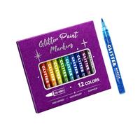 SHYYOULQE Greeting Card Markers with Bright Glitter, 12 color glitter pen
