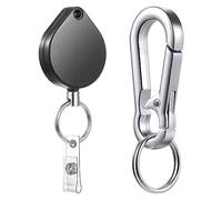 SHYYOULQE Retractable Badge Holder Steel Cord Keyrings Heavy Duty Keychain IDs Reel with Belt Clips Extendable Wire Rope Keyrings Heavy Duty with Belt Clip Holder with Buckle