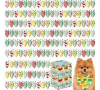 Shyyween 100 Pcs Summer Bandanas Bulk for Dogs Kerchief Bibs Scarves with Beach, Fruit, Hawaii Ice Cream Luau Aloha Pool for Small Medium Large Grooming Accessories