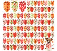 Shyyween 100 Pieces Fall Dog Bandanas Bulk Maple Leaves Bandanas for Dogs Autumn Soft Doggie Bibs Adjustable Triangle Scarves with Pumpkin Patterns for Small Medium Large Pet Fall Autumn Costume