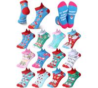 Shyyween 12 Pairs Funny Christmas Ankle Socks for Women Men Novelty Xmas Holiday Low Cut Tab Socks Merry Christmas Gifts for Adults