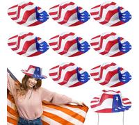 Shyyween 12 Pcs American Flag Plastic Sequin Hats Bling Patriotic 4th of July Cowboy Hats Red White and Blue Caps Western Rodeo Party Supplies for Independence Day USA Party Accessories