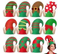 Shyyween 12pcs Christmas Elf Hats with Ears Elf Santa Hat for Adults Christmas Holiday Costume Accessory