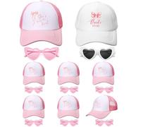 Shyyween 16 Pack Bachelorette Party Favors Bridal Shower Hats and Heart Sunglasses Gifts for Bachelorette Bridesmaid(Pink,She's Tying The Kont)