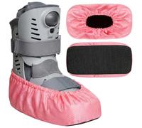 Shyyween 2 Pcs Air Cam Walking Boot Covers for Medical Fracture Waterproof Cast Boots Shoe Covers for Broken Foot Ankle Recovery Protection Machine Rain (Pink,Small)