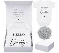 Shyyween 4 Pack Pregnancy Announcement for Husband, Hello Daddy Baby Bodysuit, Hello Daddy Pregnancy Reveal Card, Baby Reveal Card, Gift Box, Surprise, Baby Announcement