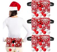 Shyyween 4 Set Christmas Party Games Swing Shaking Balls Set Includes 4 Strap Shake Boxes with 4 Belts, 80 Balls for Christmas Xmas Outdoor Indoor Family Party Game(Snowflake,Red, White)