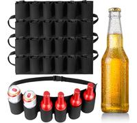 Shyyween 5 Pcs Beer Belt Holder for Men Adjustable 6 Pack Beer Soda Can Holster Black Drinking Accessories for Oktoberfest Halloween Christmas Men Women Outdoor Camping Hiking Picnic Party