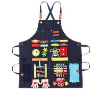 Shyyween Fidget Apron for Elderly, Fidget Blanket for Dementia Activities for Seniors Alzheimer's Therapy Activity Apron Anxiety Relief Solutions Sensory Fidget Toys, Dark Blue
