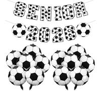 Shyyween Soccer Senior Night 2026 Banner, Senior 2026 Graduation Party Banners Night Decor with 12 Soccer Balloons 18 Inch Aluminum Foil Balloon for Sports Party Favors
