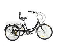 SHZICMY Adults Tricycle 24inch 3 Wheel Bike 7 Speed Pedal Folding Tricycle Adjustable Vehicle Height with Back Body Mechanics Saddle w/Basket for Adult Outdoor Sports Shopping