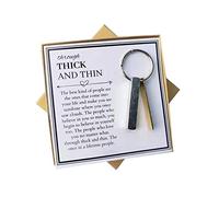 SHZJ Through Thick and Thin Keychain, Inspirational Key Ring Gifts, Best Friend Tribe Keychain for True Friendship Gift for Him Or Her Birthday Gift Box (1Pcs), Silver, M