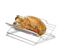 SHZMJL Stainless Steel V Grill Rack for Roasting Turkey, Adjustable Roast Chicken Holder, Durable Poultry Roaster Rack for Grilling, BBQ, Slope Designed for All-Around Airflow