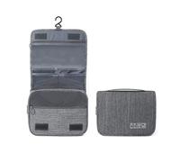 SHZMJL Travel Toiletry Bag for Women, Spacious Toiletry Bag Essentials with Zipper Compartment, Portable Hanging Organizer for Travel-Sized Shampoo, Brushes Set, Makeup Accessories, Grey, classic