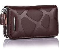 SHZZHS Multifunction Bag for Men and Women 4 Colors Calf Leather Double Zipper Key Ring Car Key Card Wallet (Color : C, Size : 12.5cm*7.5cm*4 2cm)