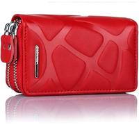 SHZZHS Multifunction Bag for Men and Women 4 Colors Calf Leather Double Zipper Key Ring Car Key Card Wallet (Color : A, Size : 12.5cm*7.5cm*4 2cm)