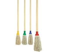 SI 2XPLASTIC Head Mop Head Wooden Shaft Hygienic Cleaning No12 Pure Yarn Cotton Mop
