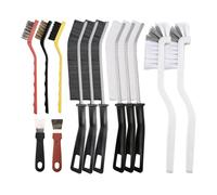 SI FANG 13PCS Crevice Cleaning Brush Set, Hard Bristle Scrubber Brushes with Steel/Brass/Nylon & Metal Scraper - Multi-Purpose Cleaning Tool for Kitchen Grease, Bathroom Tile, Oven, Window Gaps