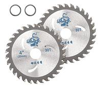 SI FANG 2Pcs 110mm TCT Circular Saw Blades 4'' x 30T Precision Durable Wood Cutting Disc with 16mm Reduction Ring, for Woodworking, Hardwood, Plastic (20mm to 16mm Saw Blade Bore Bushes)