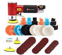 SI FANG 48Pcs Mini Random Orbital Air Sander Kit - High Speed Auto Body Work Sander, Includes 1/2/3in Polishing Sponge & Wool Pads Sandpapers
