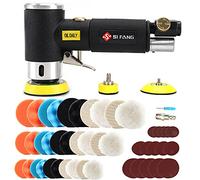 SI FANG 48Pcs Mini Random Orbital Air Sander Kit, High Speed Polisher for Auto Body Work, Includes 1/2/3 Inch Polishing Sponge & Wool Pads Sandpapers