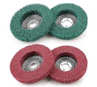SI FANG 4Pcs 100mm Nylon Fiber Flap Disc Buffing Wheels, 120 & 320 Grit Assorted Abrasive Grinding Disc, 4" Professional Polishing Scouring Pad Grinding Wheel, Elastic Grinding of Metal and Wood