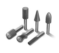 SI FANG 6Pcs Bearing Steel Rotary Burr Set with 6mm Shank, Wood Carving File Rasp Drill Bits Cylinder Tungsten Carbide Rotary File Cutter, Die Grinder Bits Deburring Tools for Metal Resin Jade Stone