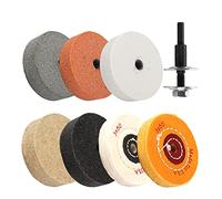 SI FANG 8Pcs Buffing Polishing Wheel Kit, 3 Inch Grinding Wheel with 3/8inch Drill Arbor Adapter for Mini Bench Grinder Buffer Electric Drill, Non-Metal and Metal Grinding Polishing and Rust Removal