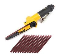 SI FANG Air Belt Sander 10 x 330mm Pneumatic Mini Sanders for Wood | 14Pcs Belts (Grit 60 80 120), Small File Sander Finger Belt Grinder Sanding Polishing Tools for Wood, Iron, Aluminium, Metal