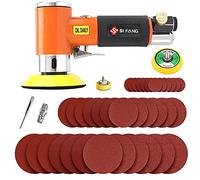 SI FANG Mini Random Orbital Air Sander Kit, Air Sander Car Polisher with 45Pcs 1'' 2'' 3'' Sanding Discs Pads, High Speed Sanding Machine Air Grinder Tools for Fine Grinding & Polishing(Orange)