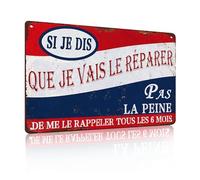 "SI JE DIS QUE JE VAIS LE RÉPARER PAS LA PEINE" Panneau Man Cave, Panneaux Drôles de Garage pour Hommes, Plaques Métalliques Pewter 8 x 12 Pouces (25128)