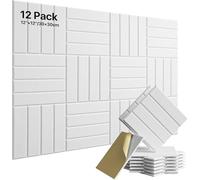 SI SEN Acoustic Panels, Pack of 12 Self-Adhesive Polyester Sound Absorbers, 30 x 30 x 0.9 cm, White, Wall Design and Sound Insulation, Decorative Acoustic Panels (White)