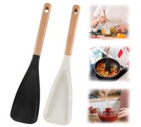 SI SEN Silicone Spoons for Cooking, 2 Pcs(Black + White) Multifunction Silicone Salad Spoon for Cooking and Serving