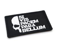SI VIS Pacem para Bellum Tactical Patch Embroidered Fabric Morale Badge 8cm x 5cm Hook & Loop Airsoft Forces Military Patches Black and Green (Black and White)